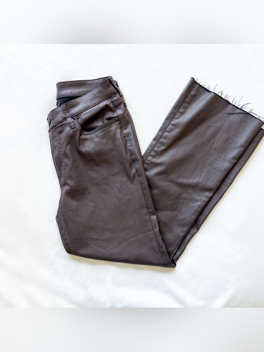 Kut from the Kloth Dark Brown Flared Coated Jeans - Size 8